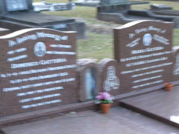 Domenico GATTERA,  | husband father grandfather,  | born 5-8-1902 Recoaro Vincenza Italy,  | died 25-9-1979 Nambour Qld;  | Maria GATTERA,  | wife mother grandmother,  | born 4-4-1912 Recoaro Vincenza Italy,  | died 7-10-2005 Caloundra Qld;  | Mooloolah cemetery, City of Caloundra  |   | 