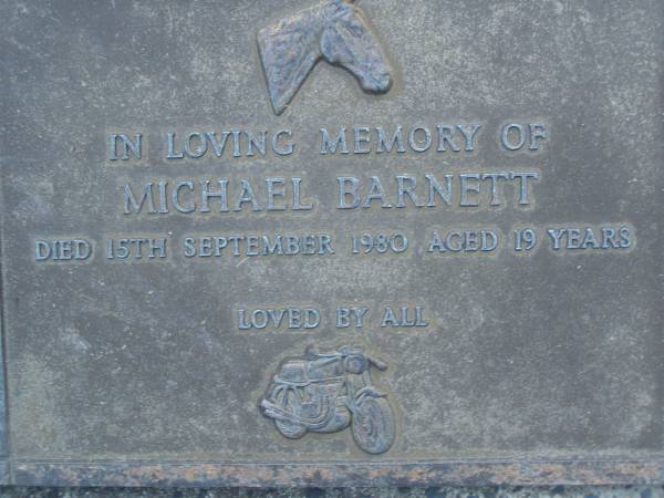 Michael BARNETT,  | died 15 Sept 1980 aged 19 years;  | Mooloolah cemetery, City of Caloundra  |   | 