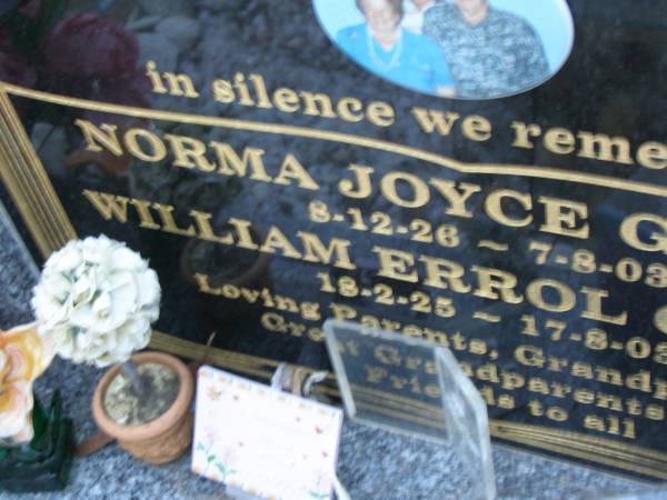 Norman Joyce GROVES,  | 8-12-26 - 7-8-03;  | William Errol GROVES,  | 18-2-25 - 17-8-03;  | parents grandparents great-grandparents;  | Mooloolah cemetery, City of Caloundra  |   | 