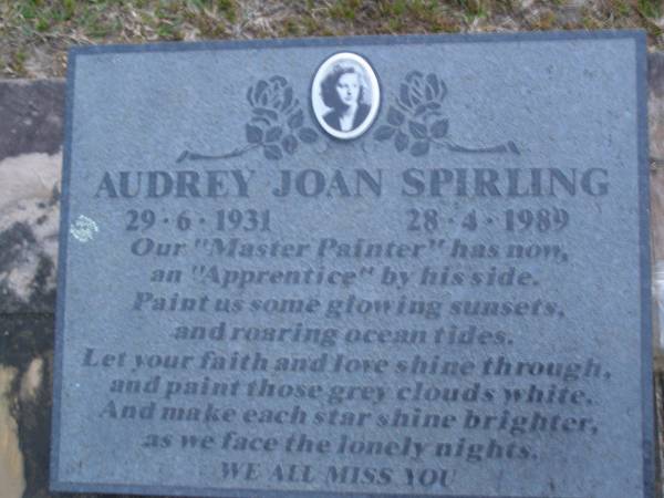 Audrey Joan SPIRLING,  | 29-6-1931 - 28-4-1989;  | Mooloolah cemetery, City of Caloundra  |   | 
