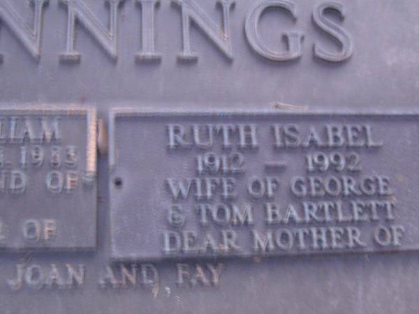 George William JENNINGS,  | 17-4-1908 - 14-8-1983,  | husband of Ruth,  | father of Joan & Ray;  | Ruth Isabel JENNINGS,  | 1912 - 1992,  | wife of George,  | mother of Joan & Fay;  | Mooloolah cemetery, City of Caloundra  |   | 