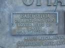 
Isabel Sylvia OTTAWAY,
28-8-1922 - 6-5-1980,
wife of David,
mother of Alice, Alicia, Alvay, Marlene, Ann,
Christine, David, Kevin, Narelle, Peter;
David OTTAWAY,
26-10-1914 - 25-7-1988,
husband of Sylvia,
stepfather & father of Alice, Alicia, Alvay, Marlene, Ann,
Christine, David, Kevin, Narelle, Peter;
Mooloolah cemetery, City of Caloundra

