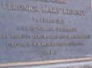 
Veronica Mary KIDCAFF,
aged 74 years,
mother,
wife of William (deceased),
missed by children & grandchildren;
Mooloolah cemetery, City of Caloundra
[REDO]

