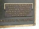 
Oliver Donald OSULLIVAN,
died 29 April 1994 aged 81 years,
husband of Dorrie,
father of Lorraine;
Doris OSULLIVAN,
2-1-1912 - 17-11-2000,
with family Oliver & Lorraine;
Mooloolah cemetery, City of Caloundra
