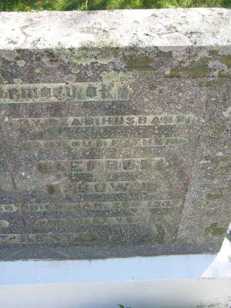 Jane BROWN,  | mother,  | died 24 Jan 1950 aged 76 years;  | George BROWN,  | husband father,  | died 26 Jan 1937 aged 67 years;  | Moore-Linville general cemetery, Esk Shire  | 