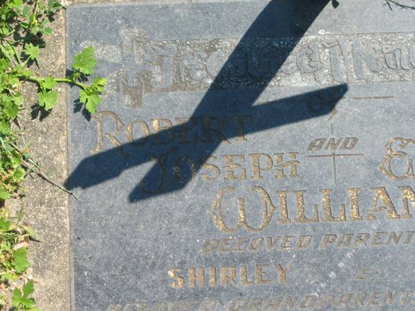 Robert Joseph WILLIAMS,  | died 13 March 1971 aged 76 years;  | Rose Ethel WILLIAMS,  | died 2 Sept 1964 aged 50 years;  | parents of Shirley & Don,  | grandparents of Jason;  | Moore-Linville general cemetery, Esk Shire  | 