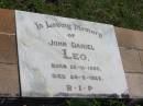
John Daniel LEO,
born 26-11-1880,
died 24-5-1925;
Moore-Linville general cemetery, Esk Shire
