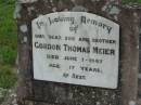 
Gordon Thomas MEIER, son brother,
died 1 June 1947 aged 17 years;
Mt Mort Cemetery, Ipswich
