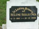 
Helen SEELEITNER,
11-7-1911-21-4-1994;
Mt Mort Cemetery, Ipswich
