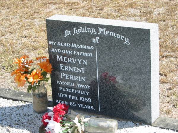 Mervyn Ernest PERRIN  | 10 Feb 1989  | 65 yrs  |   | Mt Walker Historic/Public Cemetery, Boonah Shire, Queensland  |   | 