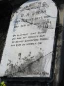 
B A STERN
b: 12 Sep 1901, d: 18 Jun 1908
Mt Cotton  Gramzow  Cornubia  Carbrook Lutheran Cemetery, Logan City

