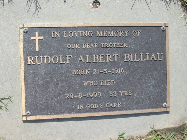 Rudolf Albert BILLIAU  | b: 21 May 1916, d: 29 Aug 1999, aged 83  | Mt Cotton / Gramzow / Cornubia / Carbrook Lutheran Cemetery, Logan City  |   | 
