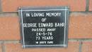 George Edward Bahr
d: 24 May 1976, aged 73
Mount Cotton St Pauls Lutheran Columbarium wall