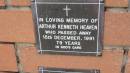 Arthur Kenneth Heaven
d: 15 Dec 1991, aged 79
Mount Cotton St Pauls Lutheran Columbarium wall