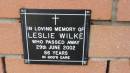 Leslie Wilke
d: 29 Jun 2002, aged 86
Mount Cotton St Pauls Lutheran Columbarium wall