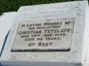 Christian TETZLAFF
22 Aug 1948, aged 93
Mount Beppo Apostolic Church Cemetery
