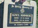 Agnes HORNBERG
b: 17 May 1908, d: 23 Aug 1998
Mount Beppo Apostolic Church Cemetery