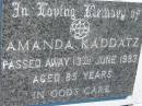 Amanda KADDATZ
13 Jun 1983, aged 85
Mount Beppo Apostolic Church Cemetery