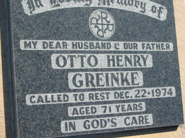 Otto Henry GREINKE  | 22 Dec 1974, aged 71  | Mount Beppo Apostolic Church Cemetery  | 