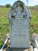 Louisa Annie, wife of D.J. SODEN,
died 20 Jan 1915 aged 28 years;
Doris Annie SODEN,
died 26 Dec 1920 aged 8 years;
Mt Beppo General Cemetery, Esk Shire