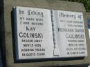 May GOLINSKI, wife mother,
died 17 Nov 1978 aged 66 years;
Hermann David GOLINSKI, husband father,
died 25 Nov 1997 aged 89 years;
Mt Beppo General Cemetery, Esk Shire