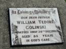 William Tedore GOLINSKI, father,
died 26 Dec 1983 aged 85 years;
Mt Beppo General Cemetery, Esk Shire