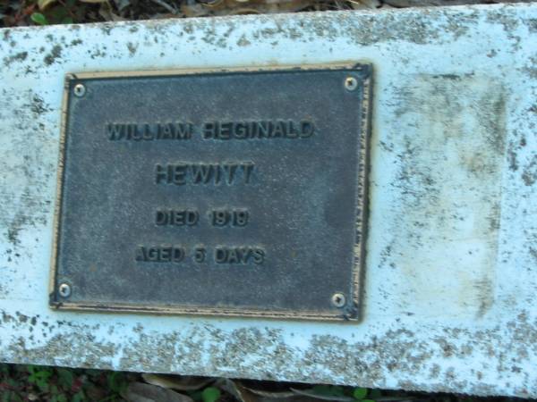 William Reginald HEWITT; died 1919; aged 5 days  | Mt Mee Cemetery, Caboolture Shire  | 