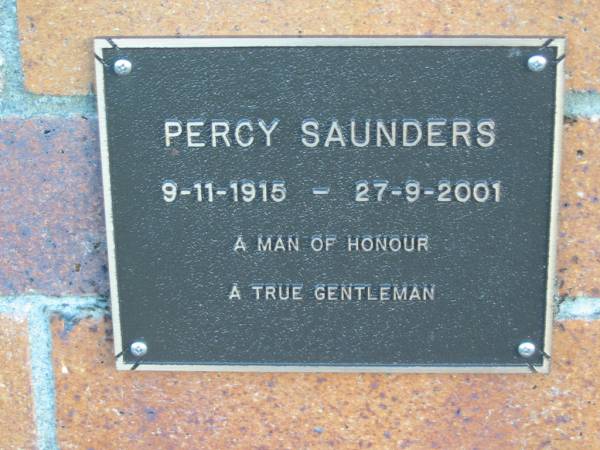 Percy SAUNDERS; B: 9 Nov 1915; D: 27 Sep 2001  | Mt Mee Cemetery, Caboolture Shire  | 