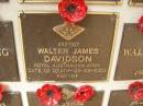 Walter James DAVIDSON, d: 8-8-2003, aged 84
War Memorial, Elsie Laver Park, Mudgeeraba