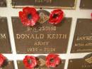 Donald KEITH; 1935 - 2004
War Memorial, Elsie Laver Park, Mudgeeraba