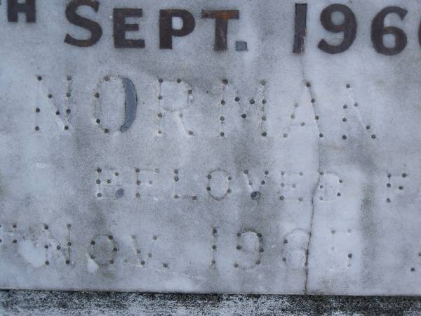 Ellen Amelia EUSTANCE,  | wife mother,  | died 27 Sept 1960 aged 53 years;  | Eric Norman EUSTANCE,  | died 17 Nov 1965 aged 59 years;  | Mudgeeraba cemetery, City of Gold Coast  | 