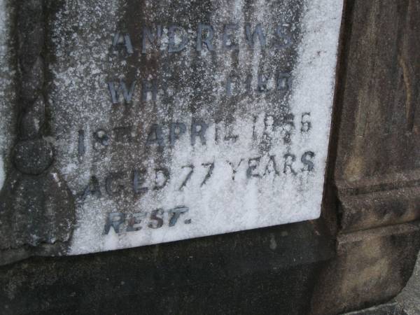 Bob,  | husband of Daisy ANDREWS,  | died 28 Oct 1943 aged 57 years;  | Daisy,  | wife of Bob ANDREWS,  | died 18 April 1965 aged 77 years;  | Mudgeeraba cemetery, City of Gold Coast  | 