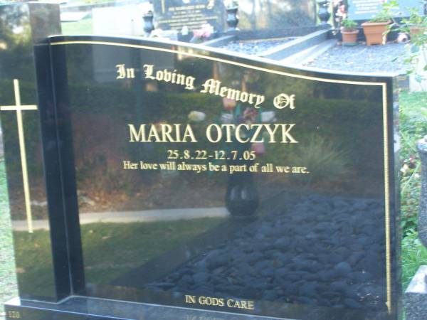 Maria OTCZYK,  | 25-8-22 - 12-7-05;  | Mudgeeraba cemetery, City of Gold Coast  | 