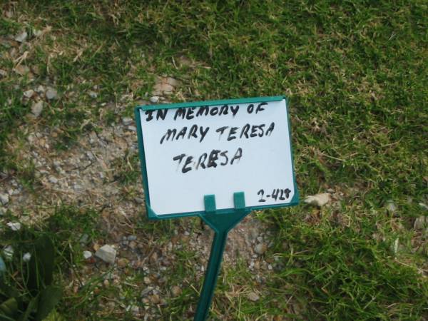 Mary TERESA;  | Mudgeeraba cemetery, City of Gold Coast  | 