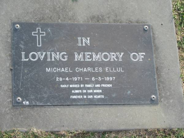 Michael Charles ELLUL,  | 28-4-1971 - 6-3-1997;  | Mudgeeraba cemetery, City of Gold Coast  | 