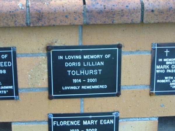 Doris Lillian TOLHURST,  | 1914 - 2001;  | Mudgeeraba cemetery, City of Gold Coast  | 
