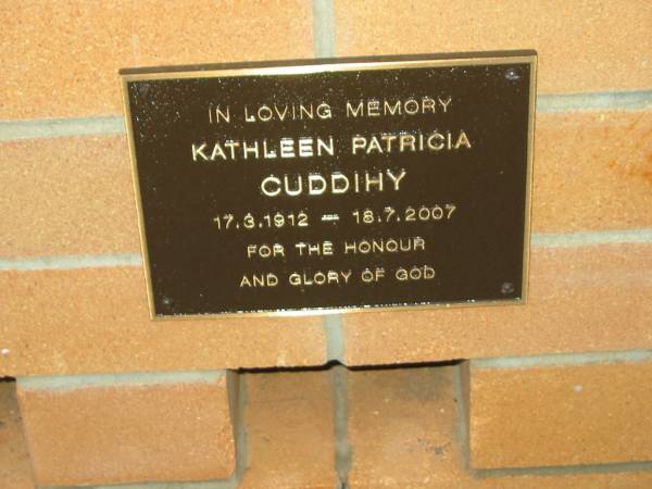 Kathleen Patricia CUDDIHY,  | 17-3-1912 - 18-7-2007;  | Mudgeeraba cemetery, City of Gold Coast  | 