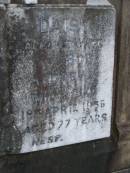 
Bob,
husband of Daisy ANDREWS,
died 28 Oct 1943 aged 57 years;
Daisy,
wife of Bob ANDREWS,
died 18 April 1965 aged 77 years;
Mudgeeraba cemetery, City of Gold Coast
