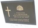 
C.A. NICHOLSON,
died 22 Jan 2001 age 80 years,
husband of Betty,
father of Yvonne, Lesley, Allan & Annette;
Mudgeeraba cemetery, City of Gold Coast
