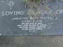 
Christine Mary ROSTEN,
5-9-59 - 27-4-94,
wife of Mark,
mother of Jessica, Christina, Samuel & Jonathan;
Mudgeeraba cemetery, City of Gold Coast
