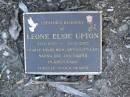 
Leone Elsie UPTON,
22-1-1929 - 20-3-2002,
mum mother-in-law nanna Lee;
Mudgeeraba cemetery, City of Gold Coast
