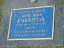 
Anne Hope DARRIETTA,
19-5-1914 - 4-10-2004 aged 90 years;
Mudgeeraba cemetery, City of Gold Coast
