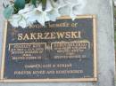 
Stanley Roy SAKRZEWSKI,
8-7-1910 - 21-9-2006,
husband of Doris,
father of Carmen, Lois & Adrian;
Doris Mildred SAKRZEWSKI,
10-5-1915 - 7-5-2004,
wife of Stan,
mother of Carmen, Lois & Adrian;
Mudgeeraba cemetery, City of Gold Coast
