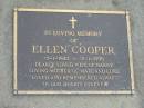 
Ellen COOPER,
15-1-1942 - 21-1-1996,
wife of Barry,
mother of Matt & Luke;
Mudgeeraba cemetery, City of Gold Coast
