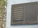
Robert Leslie PATTERSON,
died 16 Oct 2007 aged 73 years;
Mudgeeraba cemetery, City of Gold Coast
