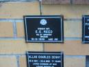 
E.E. REED,
died 16-6-1999 aged 89 years;
Mudgeeraba cemetery, City of Gold Coast

