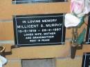 
Millicent S. MURPHY,
13-5-1919 - 26-2-1997,
wife mother grandmother;
Mudgeeraba cemetery, City of Gold Coast
