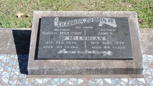 Sarah Marjorie McLURCAN  | d: 4 Feb 1976 aged 67  |   | James McLURCAN  | d: 16 Sep 1977 aged 66  |   | Mulgildie Cemetery, North Burnett Region  |   | 