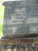 
Alfred B. TRACE, father,
1865 - 1947;
Mary Ann TRACE, wife mother,
1870 - 1932;
Mundoolun Anglican cemetery, Beaudesert Shire
