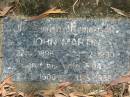 
John Martin,
22-5-1896 - 24-2-1990;
Eva, wife,
20-9-1900 - 31-5-1988;
Mundoolun Anglican cemetery, Beaudesert Shire
